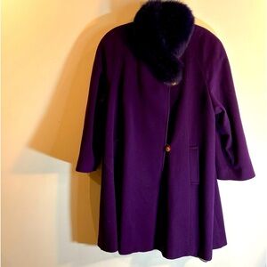MALLIA Sz 8 Oversized Coat Wool Cashmere Blend Faux Fur Collar A-Line Vintage